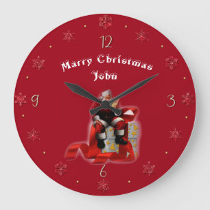 Grande Horloge Ronde Joyeux Noël John (changer de nom)