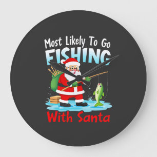 Grande Horloge Ronde Joyeux Noël Pour Cadeau Pêche Papa Noël (