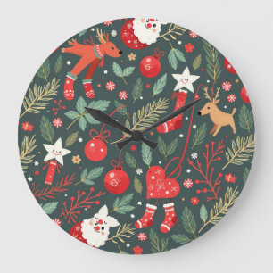 Grande Horloge Ronde Joyeux Noël Whimsy