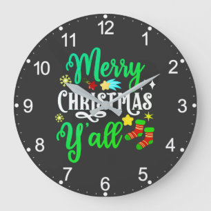 Grande Horloge Ronde Joyeux Noël Y'all-85918