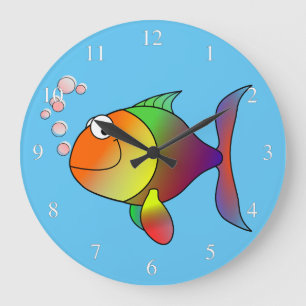 Grande Horloge Ronde Joyeux Poisson petits nombres