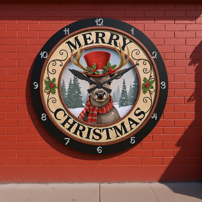 Grande Horloge Ronde Joyeux rennes de Noël (Créateur téléchargé)