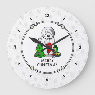 Grande Horloge Ronde Joyeux sapin de Noël 2 Vieux anglais Chien de mer