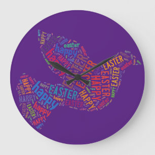 Grande Horloge Ronde Joyeux texte de voeux de la colombe de Pâques