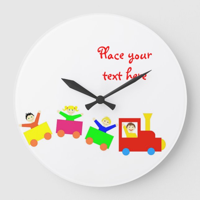 Grande Horloge Ronde Joyeux Train pour enfants (Recto)