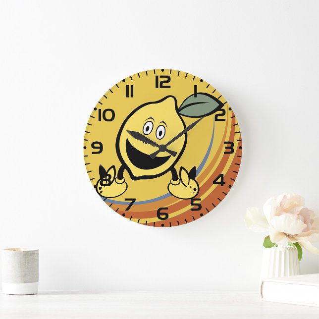 Grande Horloge Ronde Joyeux visage de citron (Créateur téléchargé)