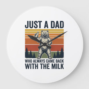 Grande Horloge Ronde Juste un papa est revenu avec le t-shirt Milk Bear