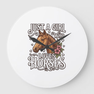 Grande Horloge Ronde Juste Une Fille Qui Aime Les Chevaux Design De Che