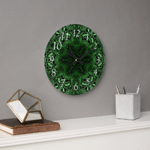 Grande Horloge Ronde Kaleidoscope vert