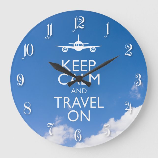 GRANDE HORLOGE RONDE KEEP CALM ET TRAVEL (Recto)