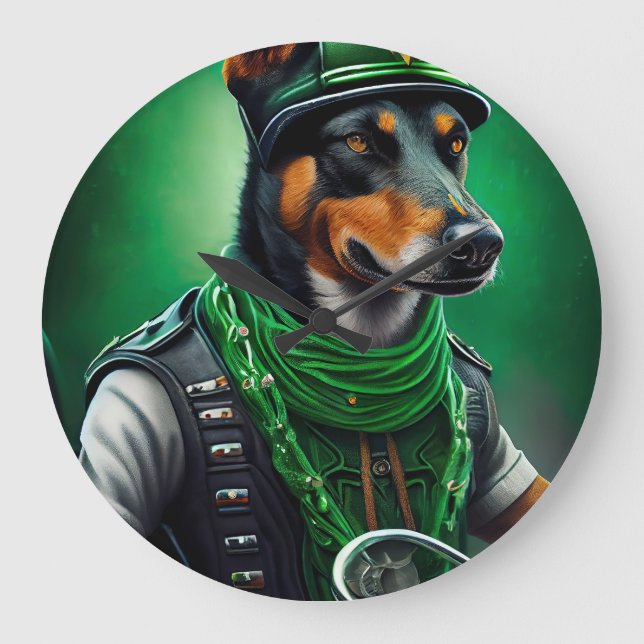 Grande Horloge Ronde Kelpie australienne conduite vélo St. Patrick's Da (Recto)