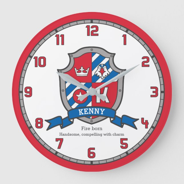 Grande Horloge Ronde Kenny boys name meaning letter K bird crest (Recto)