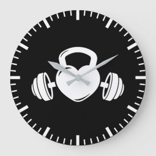 Grande Horloge Ronde Kettlebell Barbell Love - Gym Workout Motivational