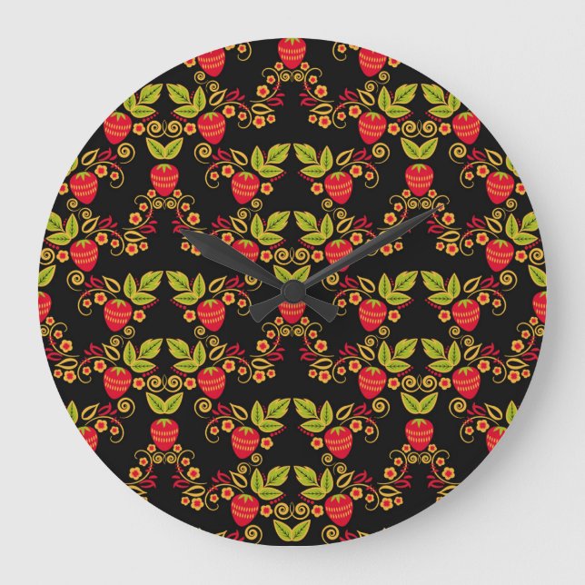 Grande Horloge Ronde Khokhloma Russian Berries : Style traditionnel (Recto)
