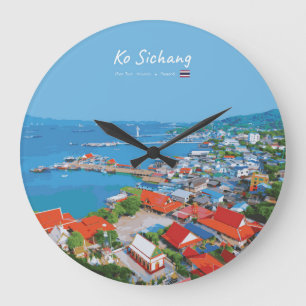 Grande Horloge Ronde Ko Sichang, Thaïlande - Vue animée du port