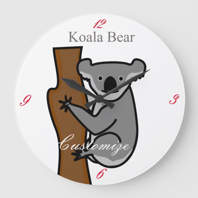 Grande Horloge Ronde Koala Bear Escalade Tree Thunder_Cove (Recto)