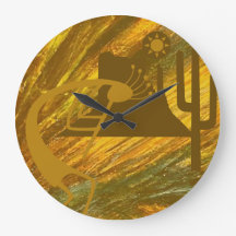 Kokopelli Abstrait avec Mesa, Cactus et Sun