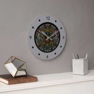 Grande Horloge Ronde Kokopelli Duo - Homme Dans Le Maze - Dreamcatcher 