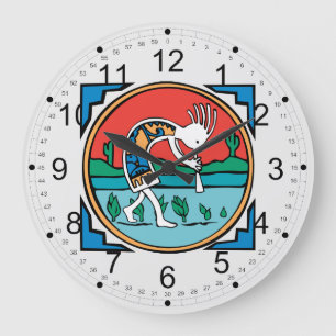 Grande Horloge Ronde Kokopelli indien indigène