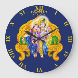 Grande Horloge Ronde Krishna Radha Vigneshwara Hinduisme psychédéliqu