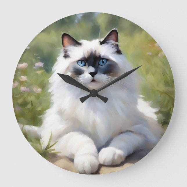 Grande Horloge Ronde La beauté impressionniste de Feline Ragdoll (Recto)