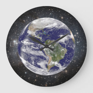 Grande Horloge Ronde La belles terre et étoiles de planète dans