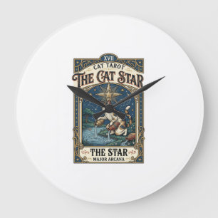 Grande Horloge Ronde La carte de tarot de chat Star Cat Majeure Arcanum