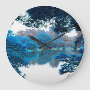 Grande Horloge Ronde La couleur bleue a effectué la nature fraîche et