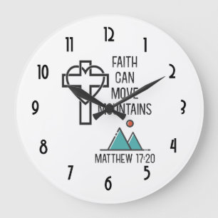 Grande Horloge Ronde La foi peut déplacer les montagnes Citation de la 