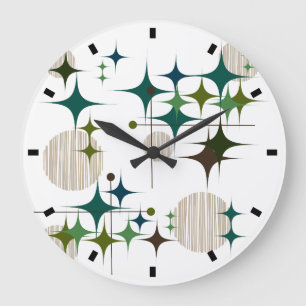 Grande Horloge Ronde La moitié du siècle Starbursts moderne et globes