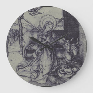 Grande Horloge Ronde La Nativité de Noël Stark Ink Art
