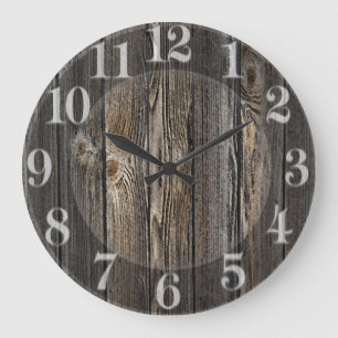 Grande Horloge Ronde La texture arrière - plan du bois naturel.