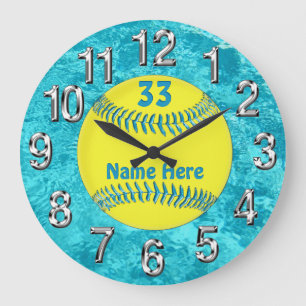 Grande Horloge Ronde La turquoise PERSONNALISÉE synchronisent son NOM