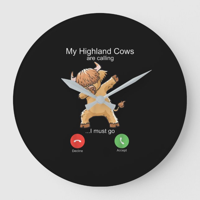 Grande Horloge Ronde La vache écossaise des Highlands appelle (Recto)
