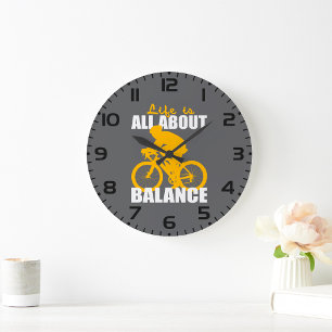 Grande Horloge Ronde La vie est tout sur l'équilibre Cyclisme Motivatio