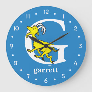 Grande Horloge Ronde L'ABC de Dr Seuss : Lettre G - Blanc   Ajoutez vot