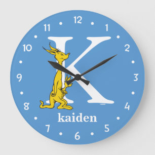 Grande Horloge Ronde L'ABC de Dr Seuss : Lettre K - Blanc Ajoutez vot