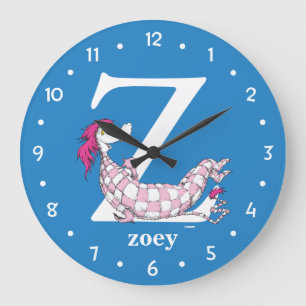 Grande Horloge Ronde L'ABC de Dr. Seuss : Lettre Z - Blanc   Ajoutez vo