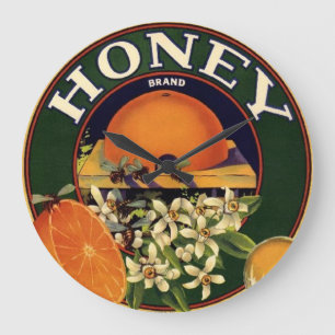 Grande Horloge Ronde Label Honey Brand Citrus Crate