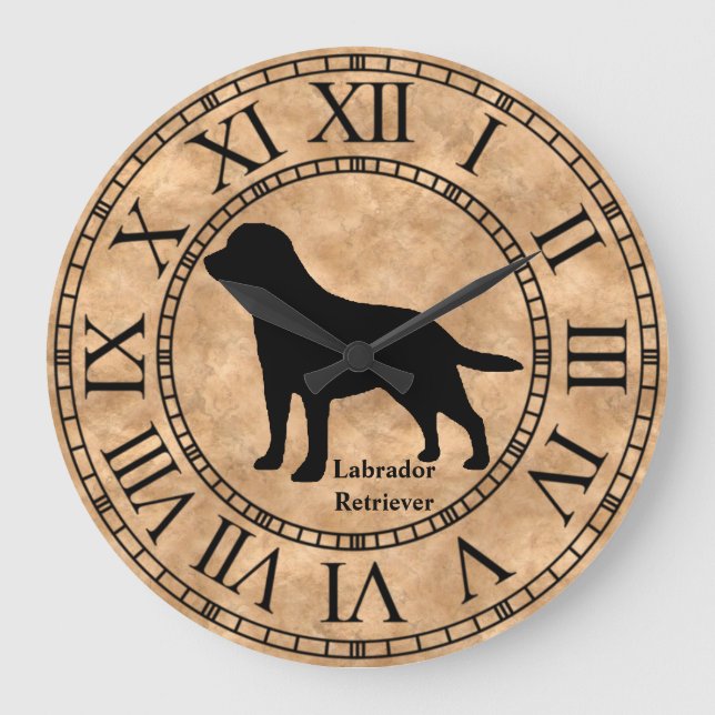 Grande Horloge Ronde Labrador Retriever sur cuivre (Recto)