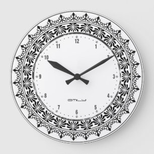Grande Horloge Ronde Lac Black Floral
