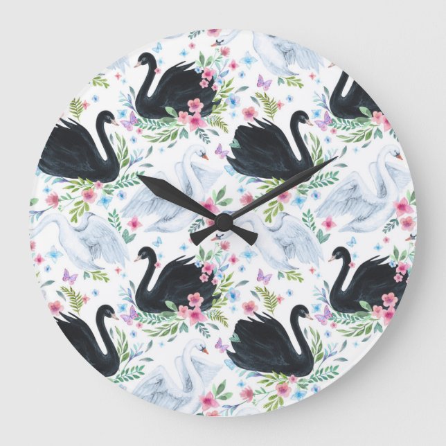 Grande Horloge Ronde Lac des Cygnes : Motif pastel aquarelle. (Recto)