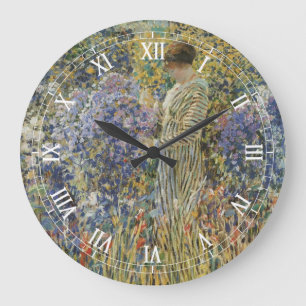 Grande Horloge Ronde Lady in a Garden par Frederick Frieseke, Art