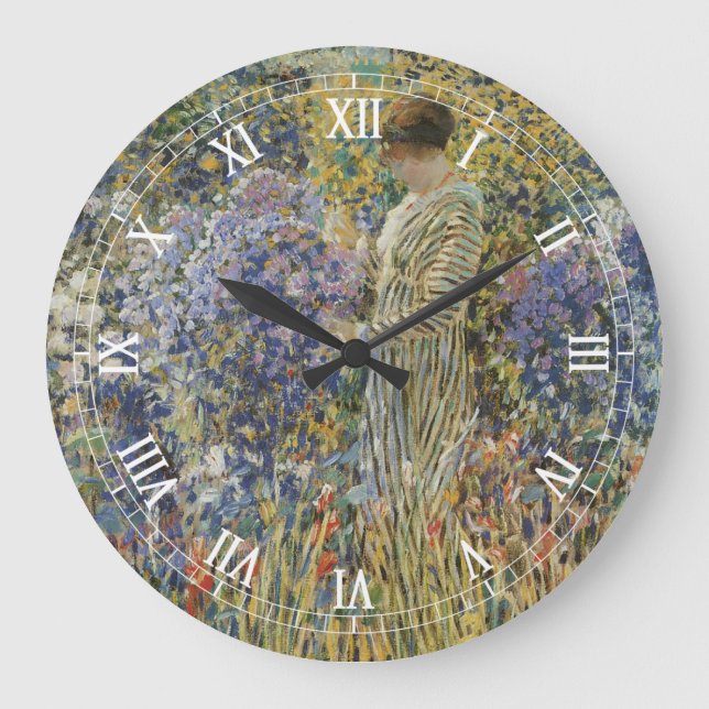 Grande Horloge Ronde Lady in a Garden par Frederick Frieseke, Art (Recto)