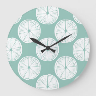 Grande Horloge Ronde Laissez-nous taco au sujet de motif turquoise de