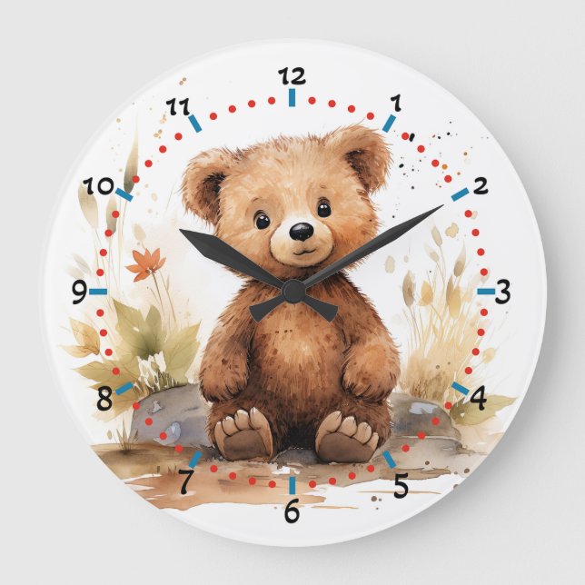 Grande Horloge Ronde Laissez teddy enseigner à votre enfant la lecture  (Recto)