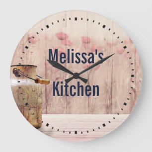 Grande Horloge Ronde Lait rustique peut style rustique sur bois