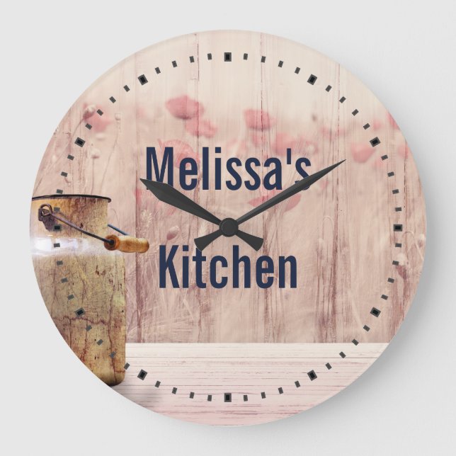 Grande Horloge Ronde Lait rustique peut style rustique sur bois (Recto)