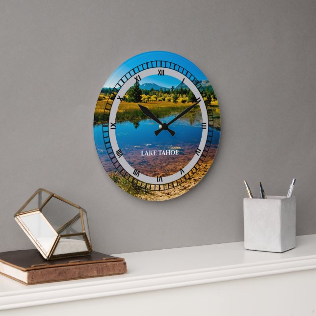 Grande Horloge Ronde Lake Tahoe California Souvenir Parties scintillant (Bureau)