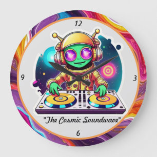 Grande Horloge Ronde "L'Alien euphorique bat"